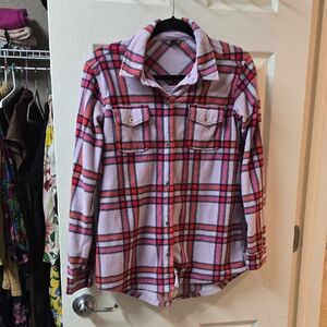 SOLD! Eddie Bauer Red and Black Plaid Fleece Shirt